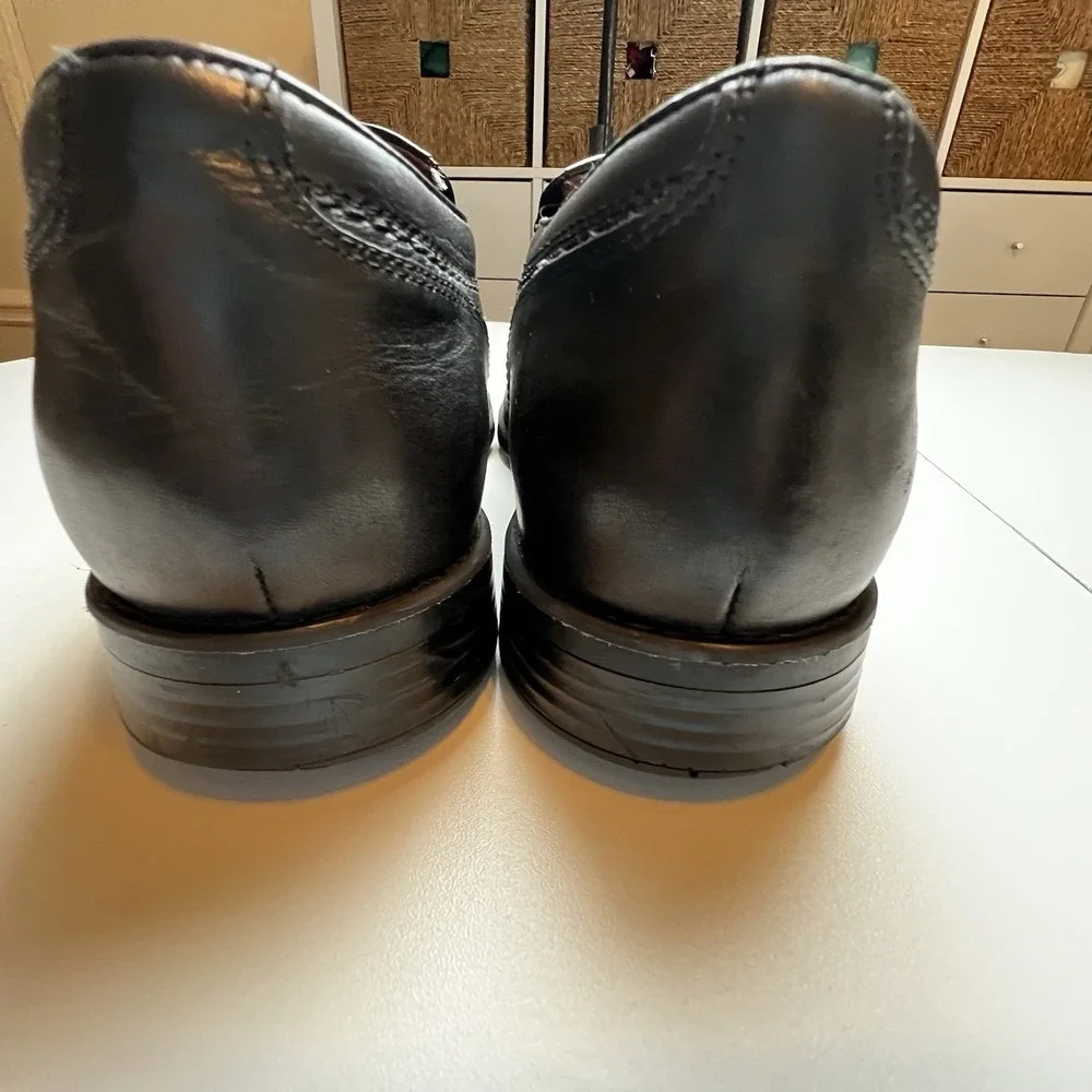JOHNSTON & MURPHY XC4 BLACK SHEEPSKIN SLIP-ON LOAFERS SZ 10.5 M WATERPROOF